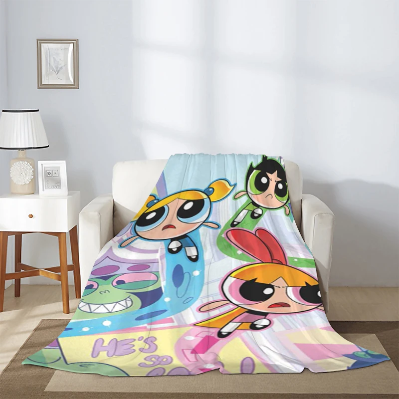 Decorative Sofa Blanket Girl Cute P-Powerpuff G-Girls Warm Winter Blankets Microfiber Bedding Knee Fleece Fluffy Soft Thick Home