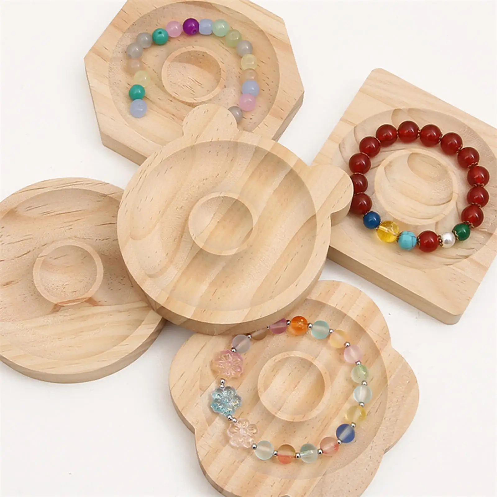 Bamboo Bracelet Tray Bangle Beads Jewelry Storage Plate Jewelry Tray Holder for