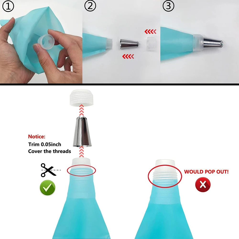 15PCS Silicone Decorating Bag Stainless Steel Decorating Tip Set Cake Decorating Nozzle Kitchen DIY Cake Baking Tools image 2