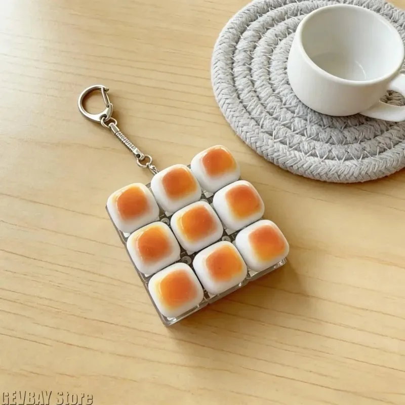 Caramel Bread Fidget Button Keychain, Stress‑Relief Keycap Pendant, Backpack Decor Ornament for Students, Office & Adults