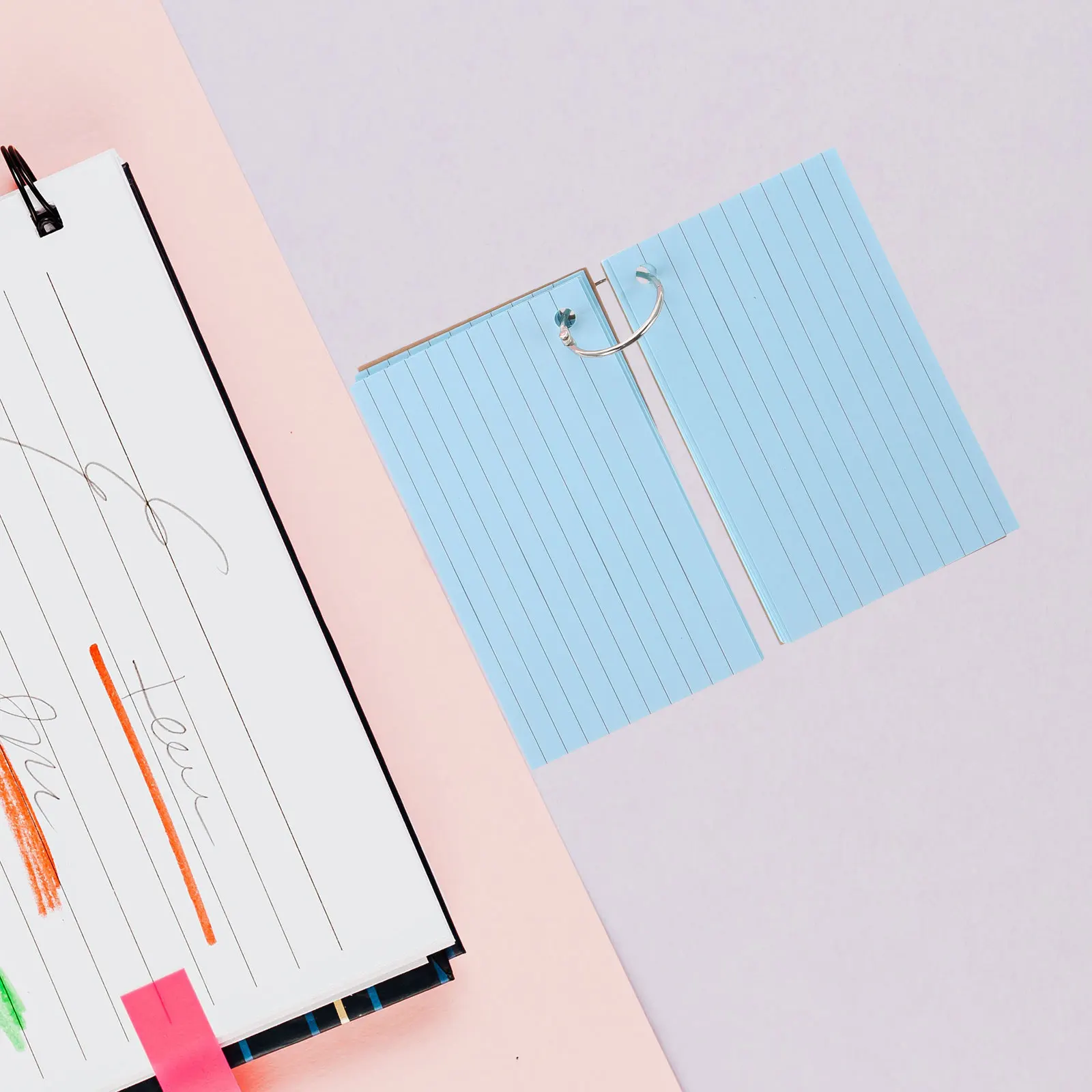 

1Set Index Cards Bulk Assorted Colored Hole Study Flash Cards School Supplies College Study Essentials Organizer