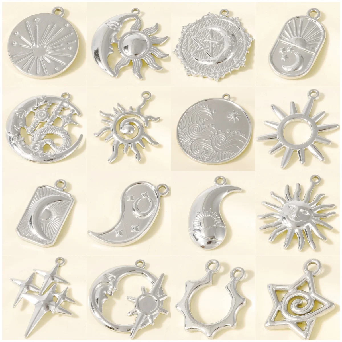 10pcs New Steel Color Individuality Originality Stainless Steel Sun/Moon/Star Pendant  No Fade Pendants For Jewelry Accessories