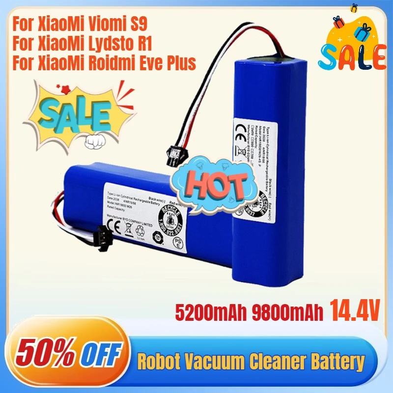 Replacement for XiaoMi Lydsto R1 Viomi S9 Roidmi Eve Plus Robot Vacuum Cleaner Battery Pack Capacity 9800mAh Accessories Parts