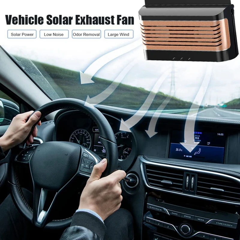 Car Solar Powered Window Exhaust Fan Car Solar Power Air Vent Radiator Fans Vehicle Ventilation Fan