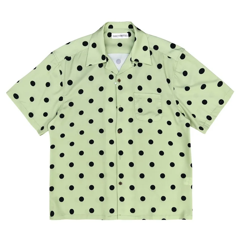 Fashion Mens Womens Summer WACKO MARIA High-quality Print Polka Dot Glass Ball Heaven Tokyo Hawaii Short Sleeve Shirt