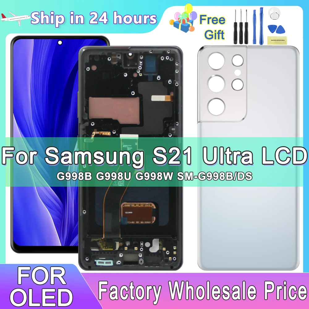 

6.8''OLED For Samsung S21 Ultra 5G Lcd Display Digital Touch Screen For Samsung G998F G998B Display With Frame