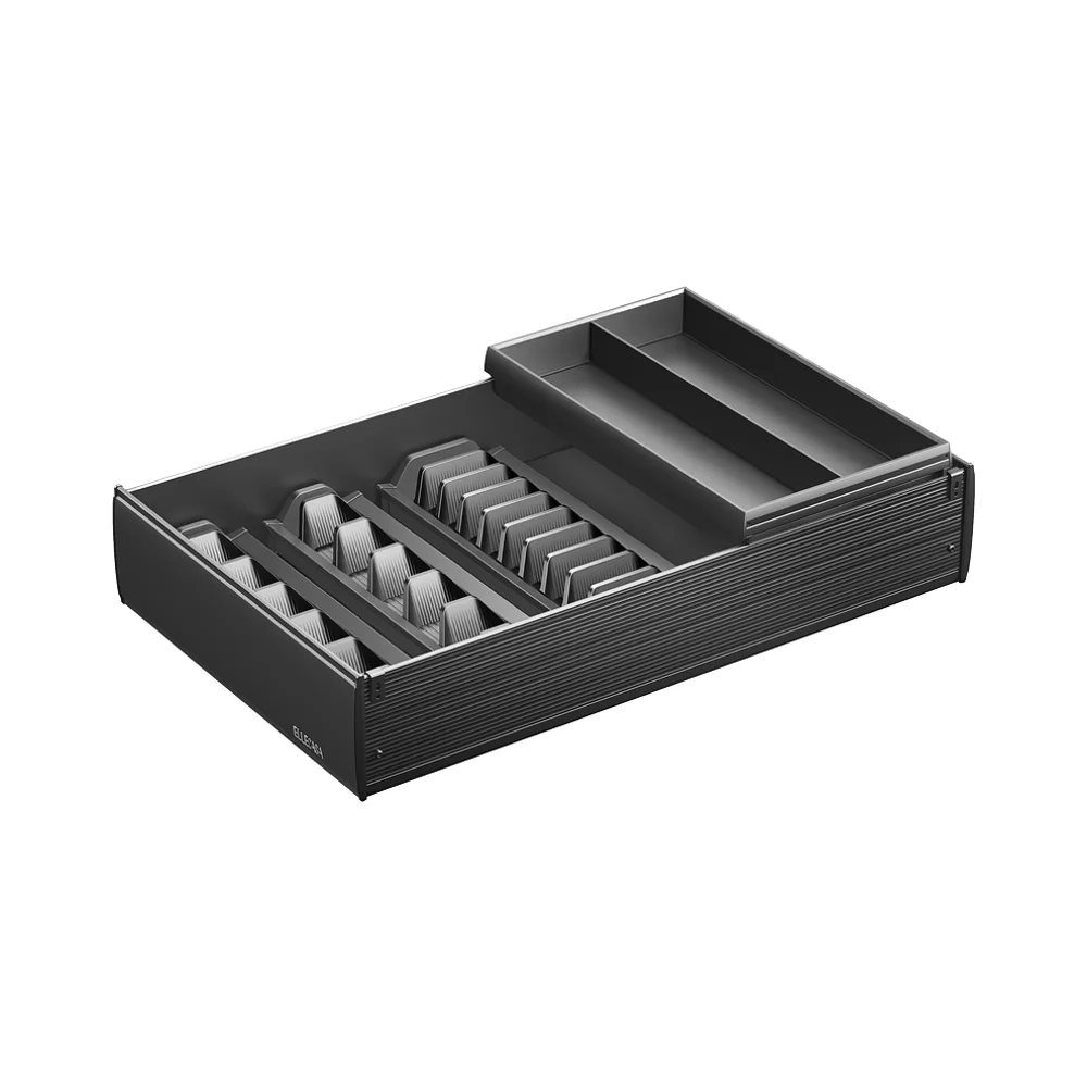 

Stainless Steel Pull-Out Dish and Bowl Drawer Tableware Organizer in Cabinet with Basket Design