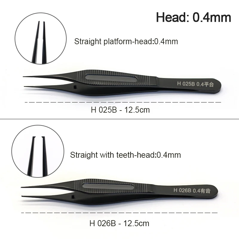 Black Ophthalmic Microscopic Tweezer Double Eyelid Stitch Removal Tweezers Cosmetic Plastic Toothed Eye Surgical Tools