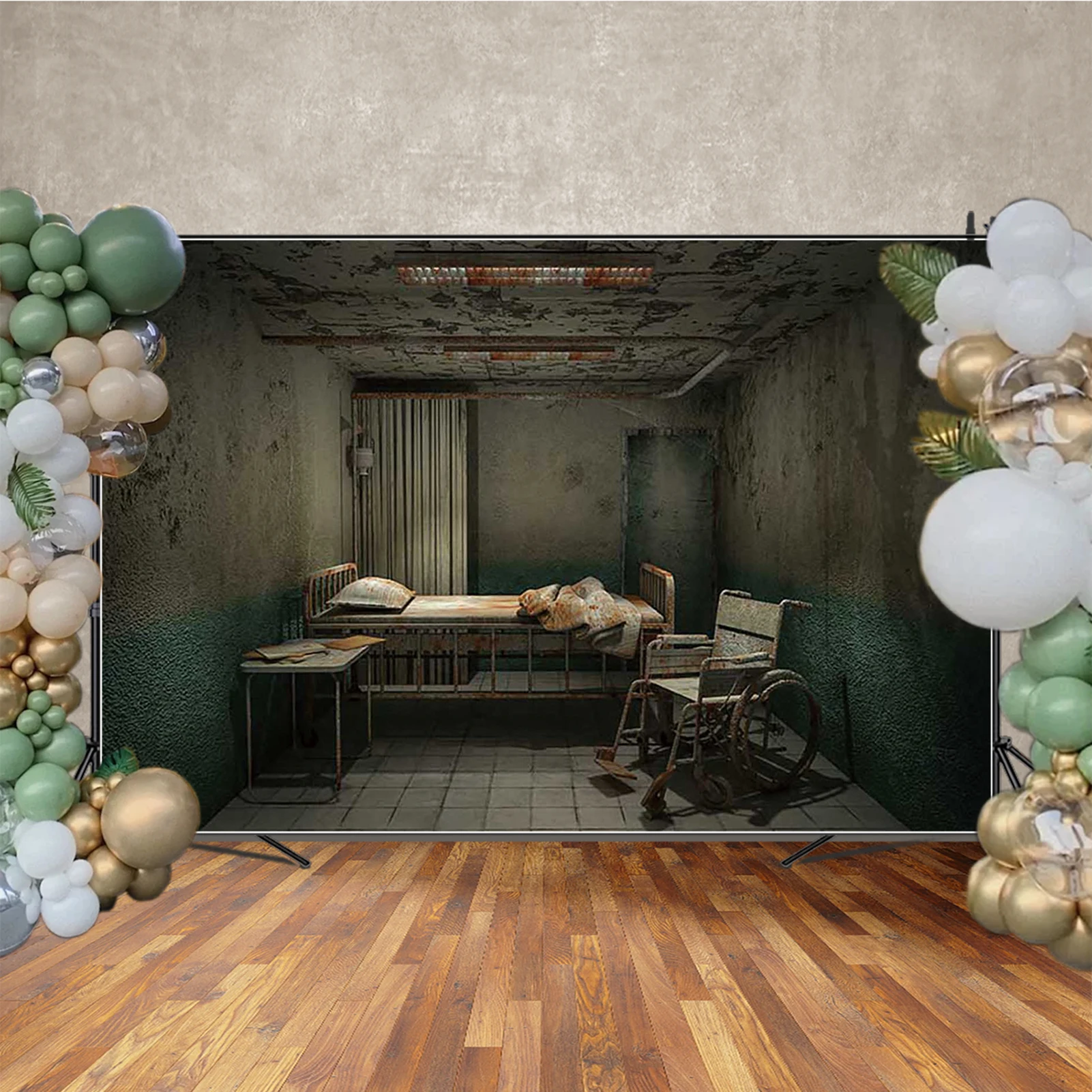 MOON.QG 배경 사진 휠체어 칠판 할로윈 버려진 교실 병동 배경화면 파티 장식