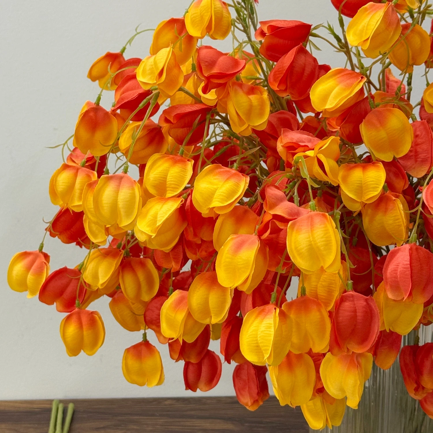 3 Colors Artificial Chinese Lantern Flower Stems Realistic Physalis Faux Floral for Autumn Fall Wedding Bouquet Home Decor view 4