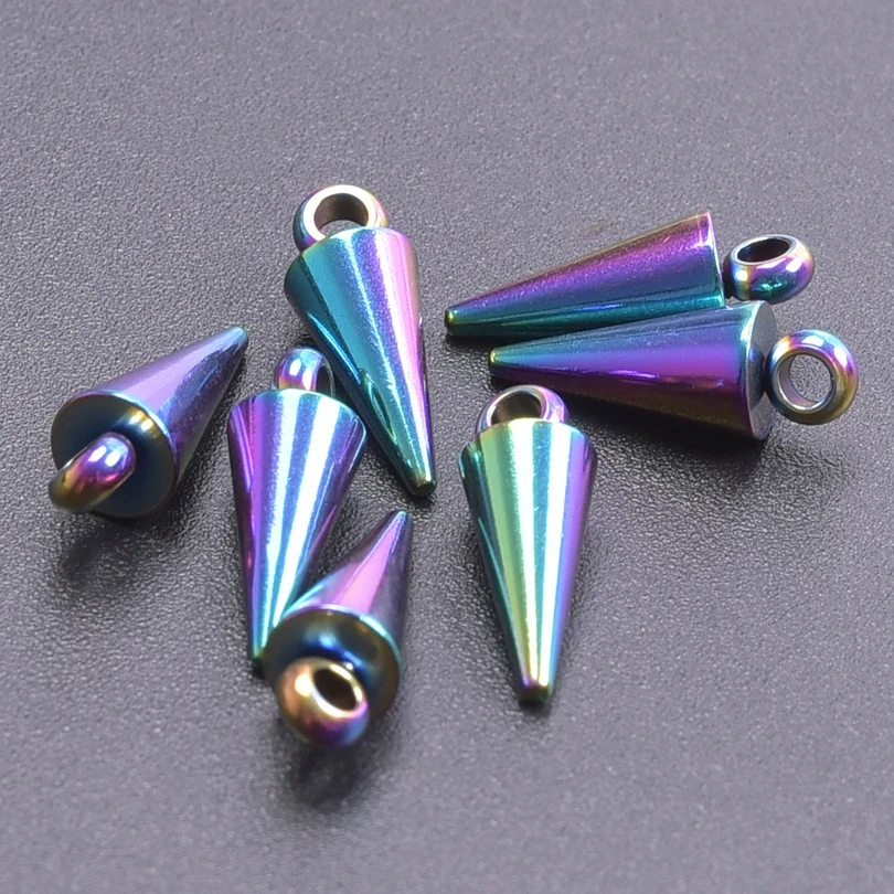 

20pcs Rainbow Cone Pendant Bulk Charms For Jewelry Making Supplies Personality Materials DIY Necklace Earrings Charm Accessories