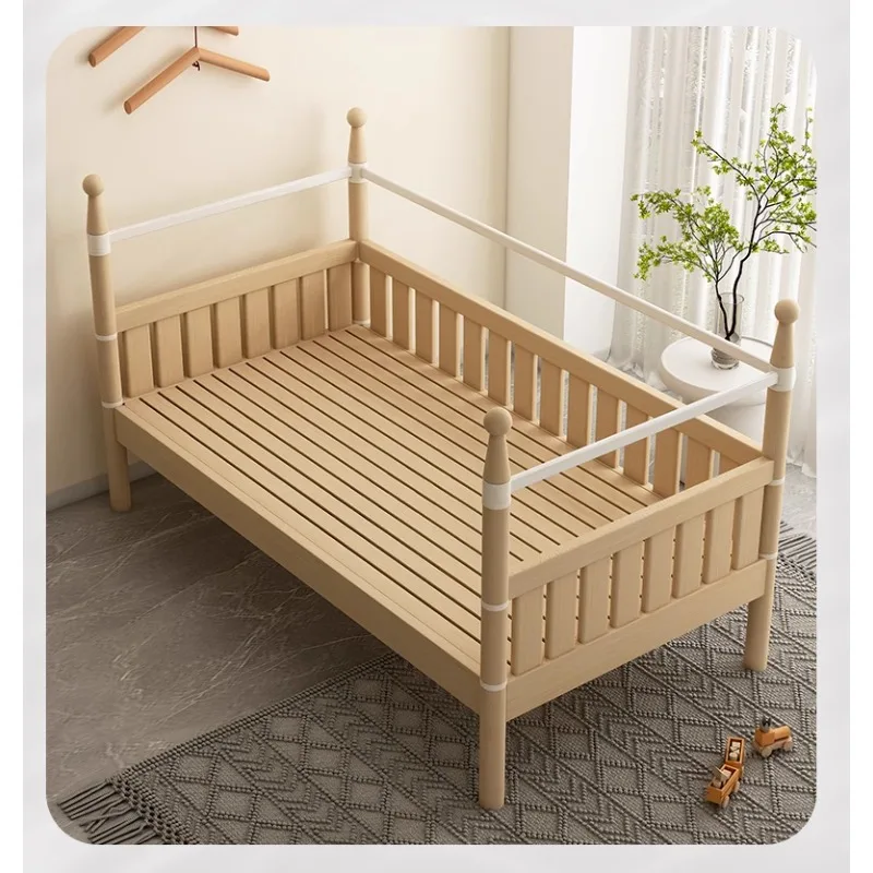 Детская кровать из массива дерева, высокое ограждение, прикроватная тумбочка принцессы для маленьких детей, расширенная сторона, маленькое сращивание, большое можно поднимать