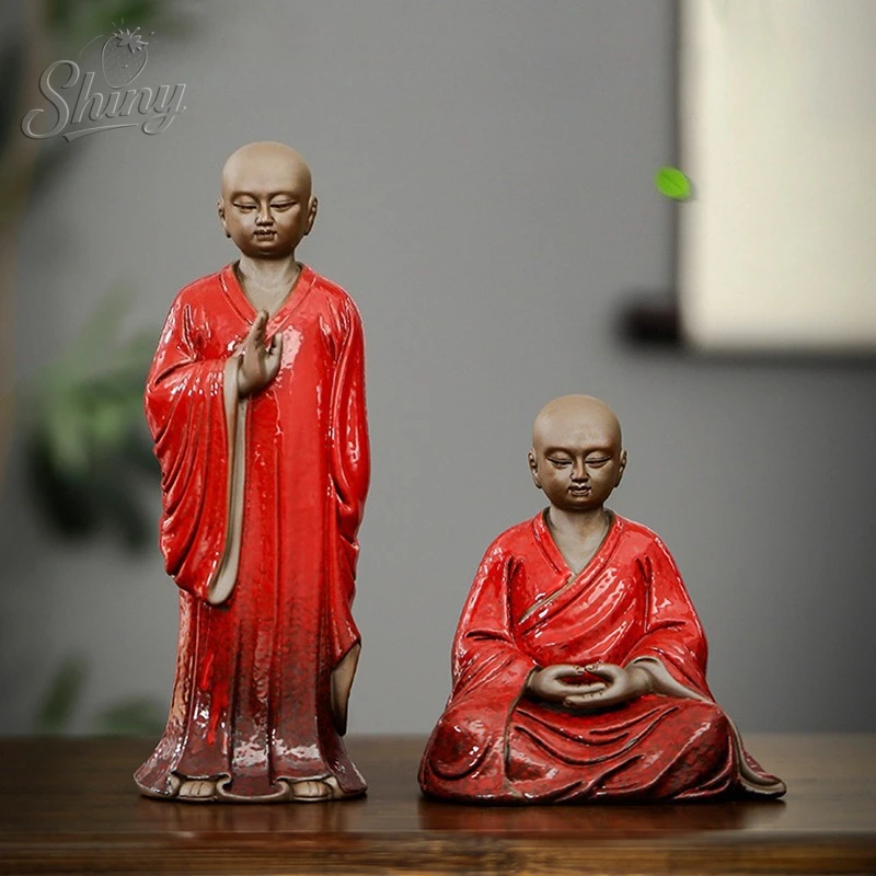 

Ceramic Ornaments Monk Pouring Incense Burner Zen Crafts Tea Room Entrance Hall Living Room Desktop Home Decorations