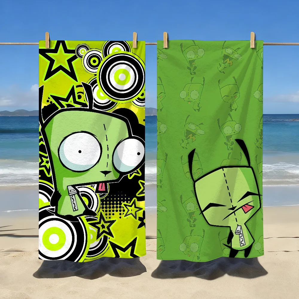 Cartoon I-Invader Z-Zim Towel Sports Quick Dry Travel Camping Gear Sandproof Soft Light Large Beach Towel