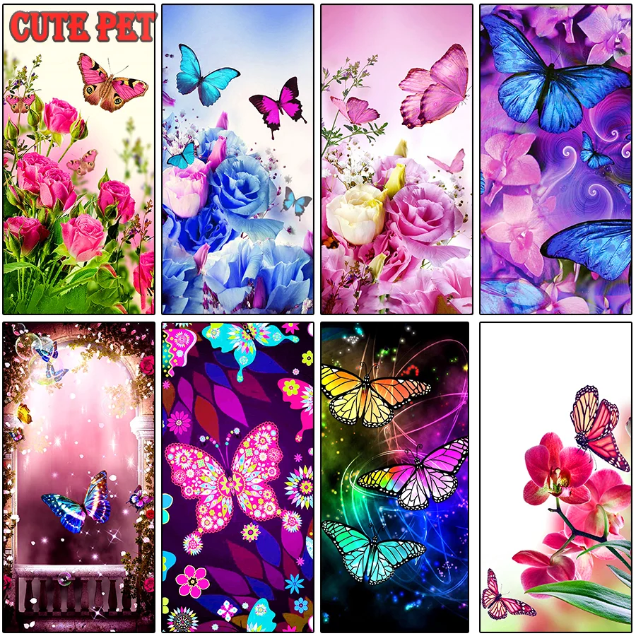 

fantasy scene 5d Diamond Painting Full Square Drill Diamond Embroidery Rhinestones Pictures butterfly flower Diamond Mosaic Sale