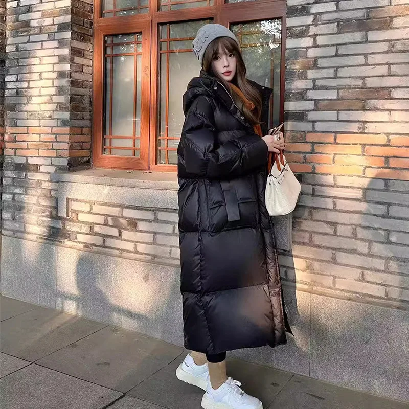 Thickened Long Hooded Over the Knee Down Cotton Jacket, 2024 Winter New Fashionable Warm Jacket for Women