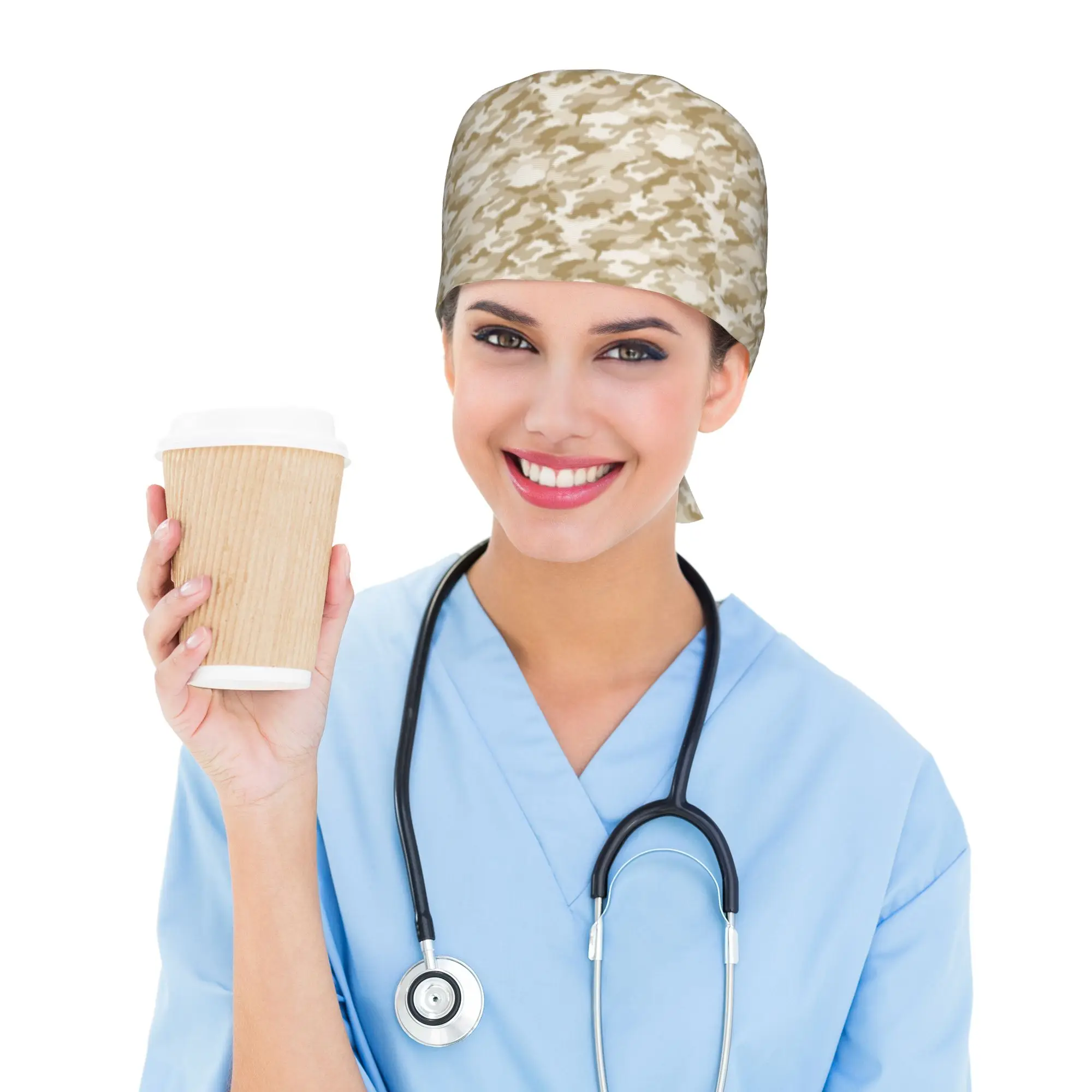 Custom Camo Camouflage Working Cap Surgical Hats Women Men  Operating Room Cap Nursing Cap Lab Works Hat