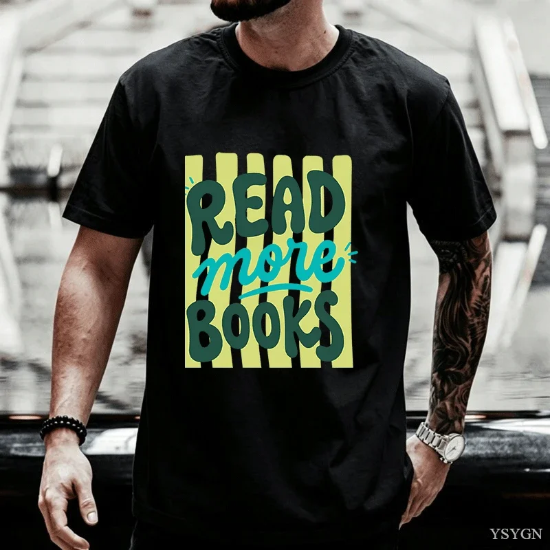 Read More Books T-Shirt Men Ladies Book Lover Trendy Stripes Bookish Graphic Tee Casual Short Sleeve Printed Tshirts Clothing