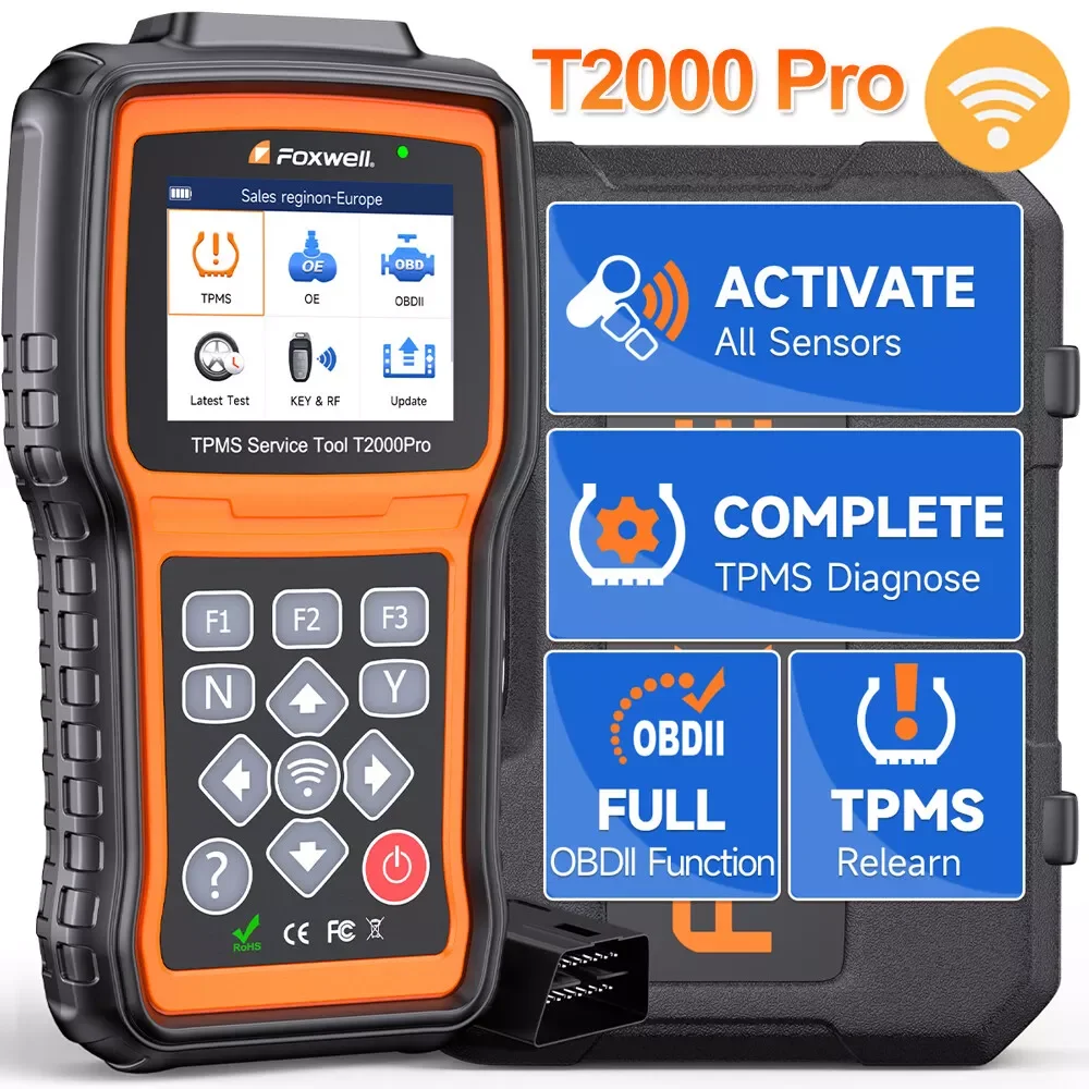 FOXWELL T2000 PRO Tire Pressure Monitor TPMS Relearn Activate Sensors Programming Car OBD2 Tire Pressure Diagnostic Tools