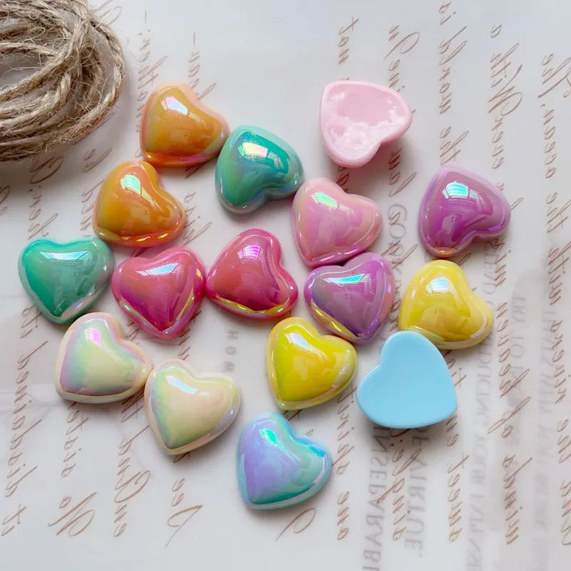 WFFNNKC 10-20Pcs AB Color Love Heart Resin Patch Fashion Jewelry Making Accessories DIY Phone Cases Flatback Decal Wedding Decor