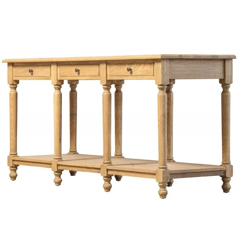 

American solid wood entrance table furniture simple log old entrance hall storage table