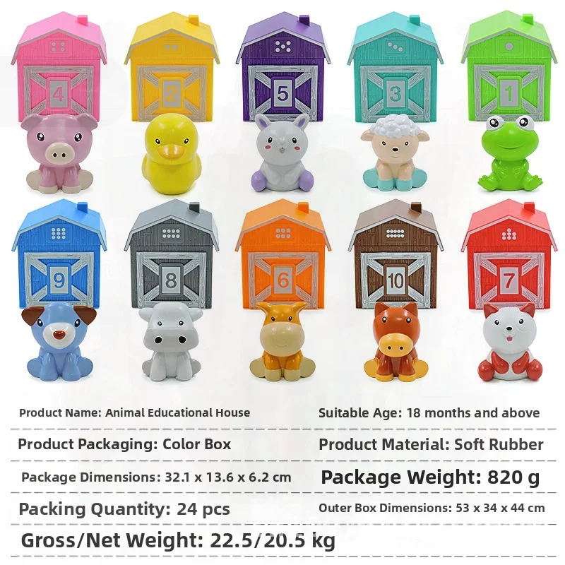 Brinquedo educacional de fantoche de mão para aprendizagem precoce para crianças - cor arco-íris contagem familiar classificação cognitiva correspondente