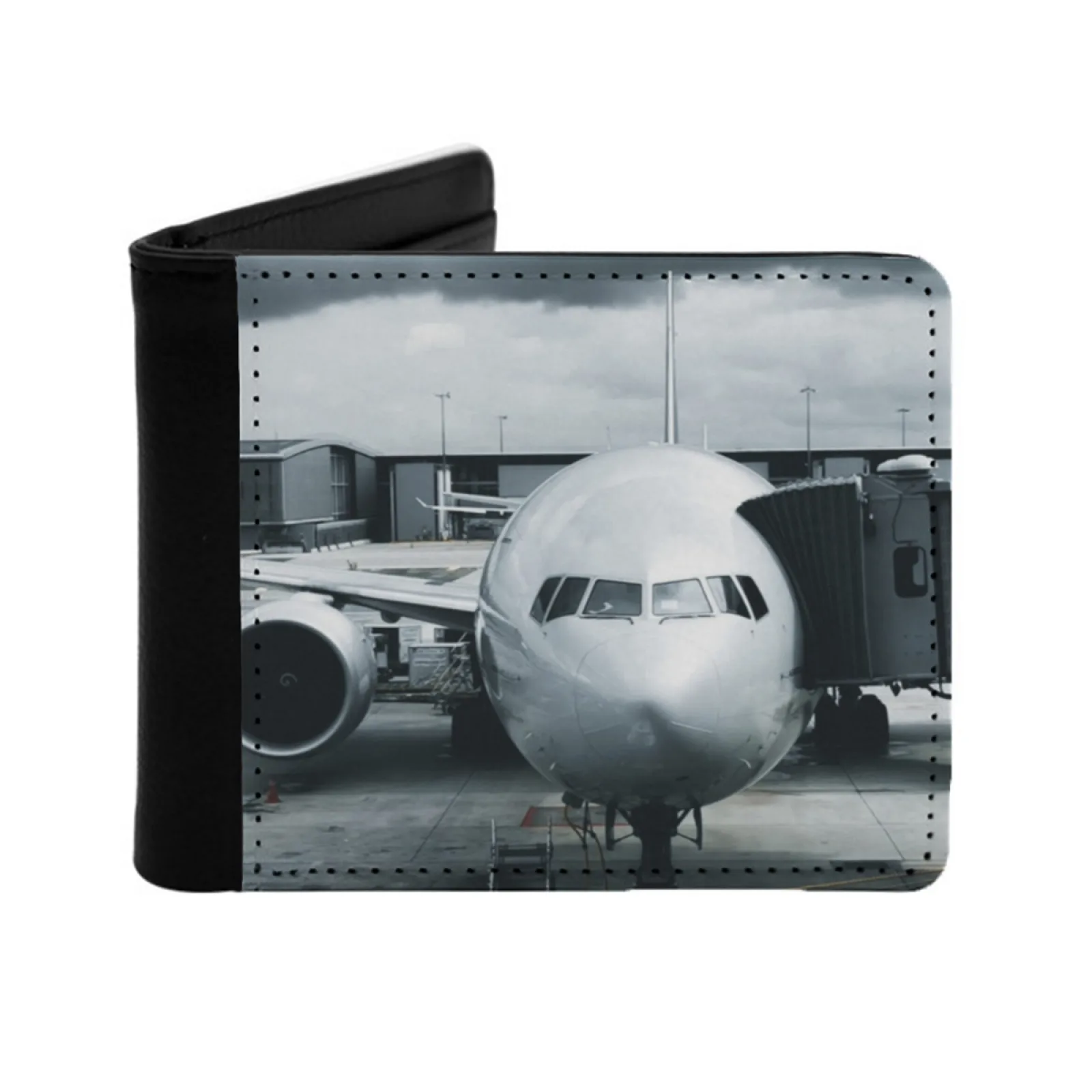 Air France Boeing B777 Leather Men Wallets Credit Card Holder Purse Black Wallet Air France Boeing B777 777 Aviation Airplane