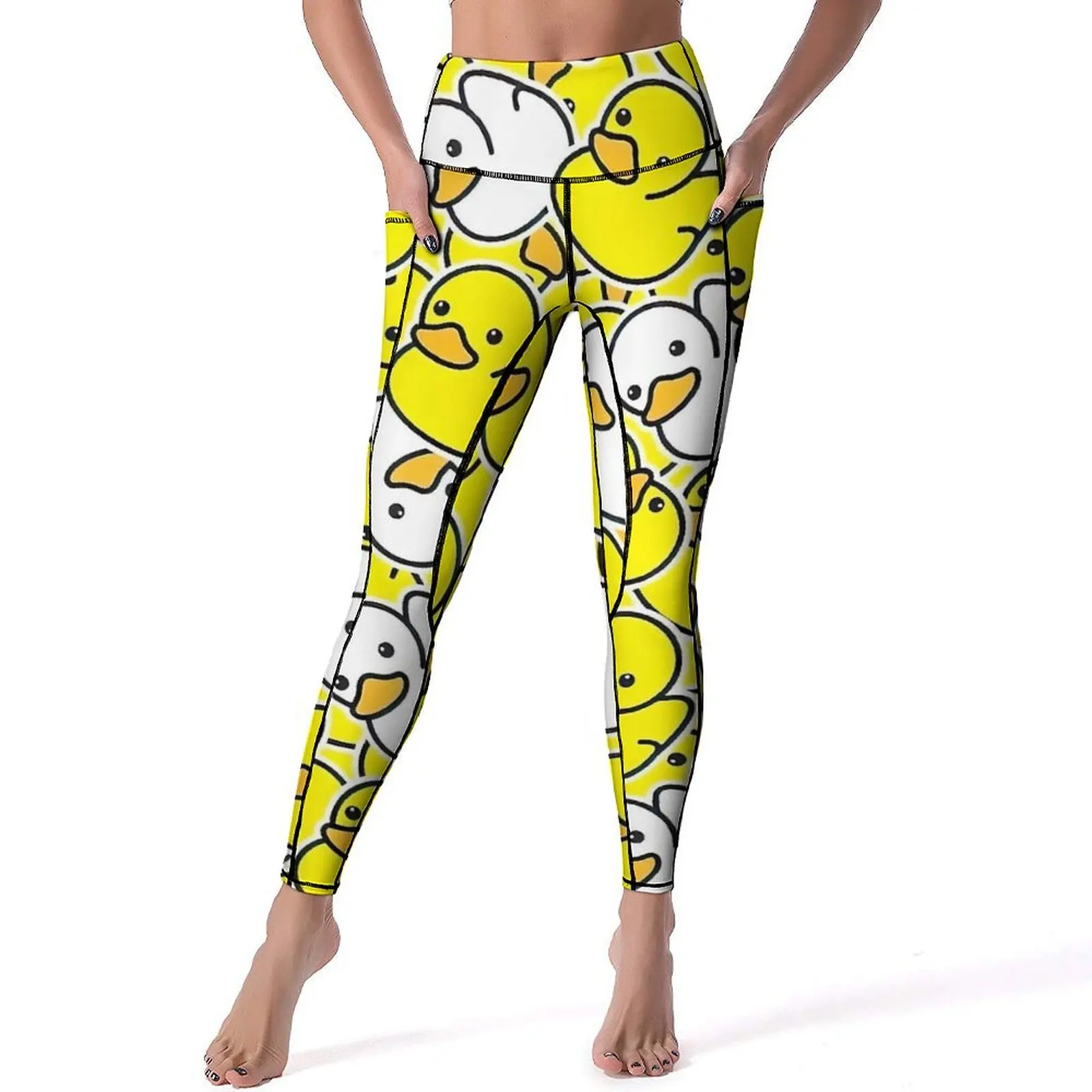 Rubber Ducks Float Yoga Pants Women  Leggings High Waist Elegant Yoga Legging Elastic Printed Fitness Running Sport Pants