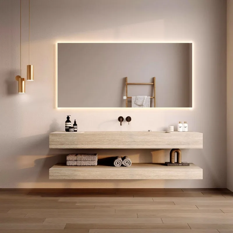 seamless basin bathroom cabinet combined travertine   pool hotel double basin