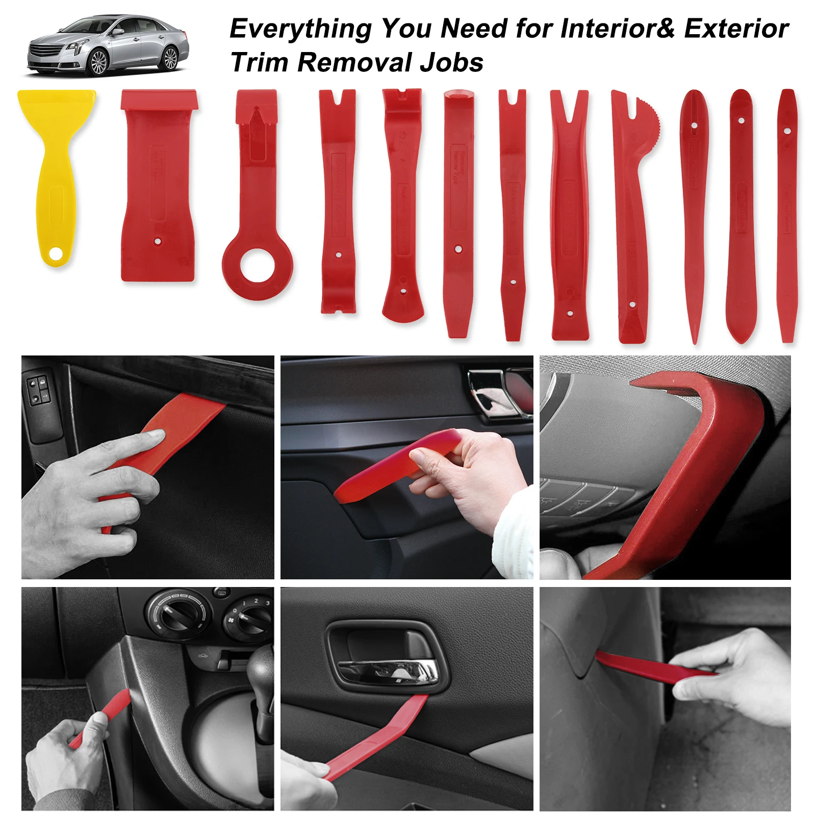 355pcs Car Trim Door Clip Panel Interior Dashboard Removal Kit Fastener Clips Wire Cable Cutter Cable Ties Strap Wire Stripper