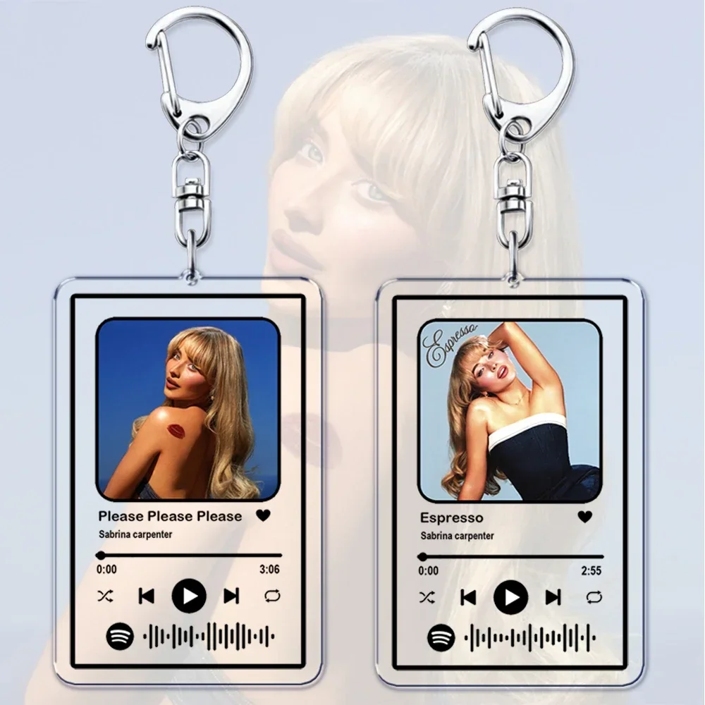 Hot Sabrina Carpenter Songs Keychain for Women Accessories Nonsense Please Espresso Playlist Pendant Keying Jewelry Fans Gifts