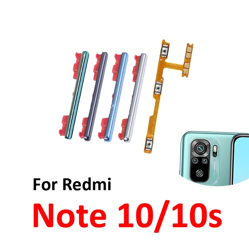 

Для Xiaomi Redmi Note 10 10s: кнопка регулировки громкости (вверх/вниз), боковая кнопка, внутренний шлейф кнопки включения/выключения, запчасти для ремонта