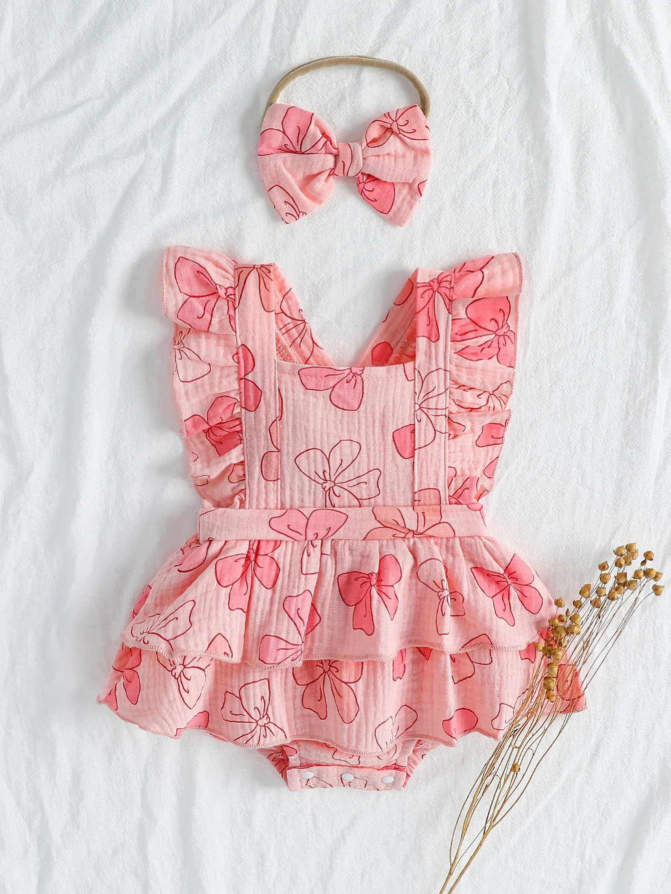 

2025 Summer New Arrival Baby Girl Butterfly Print Sleeveless Romper Dress - Sweet and Cute