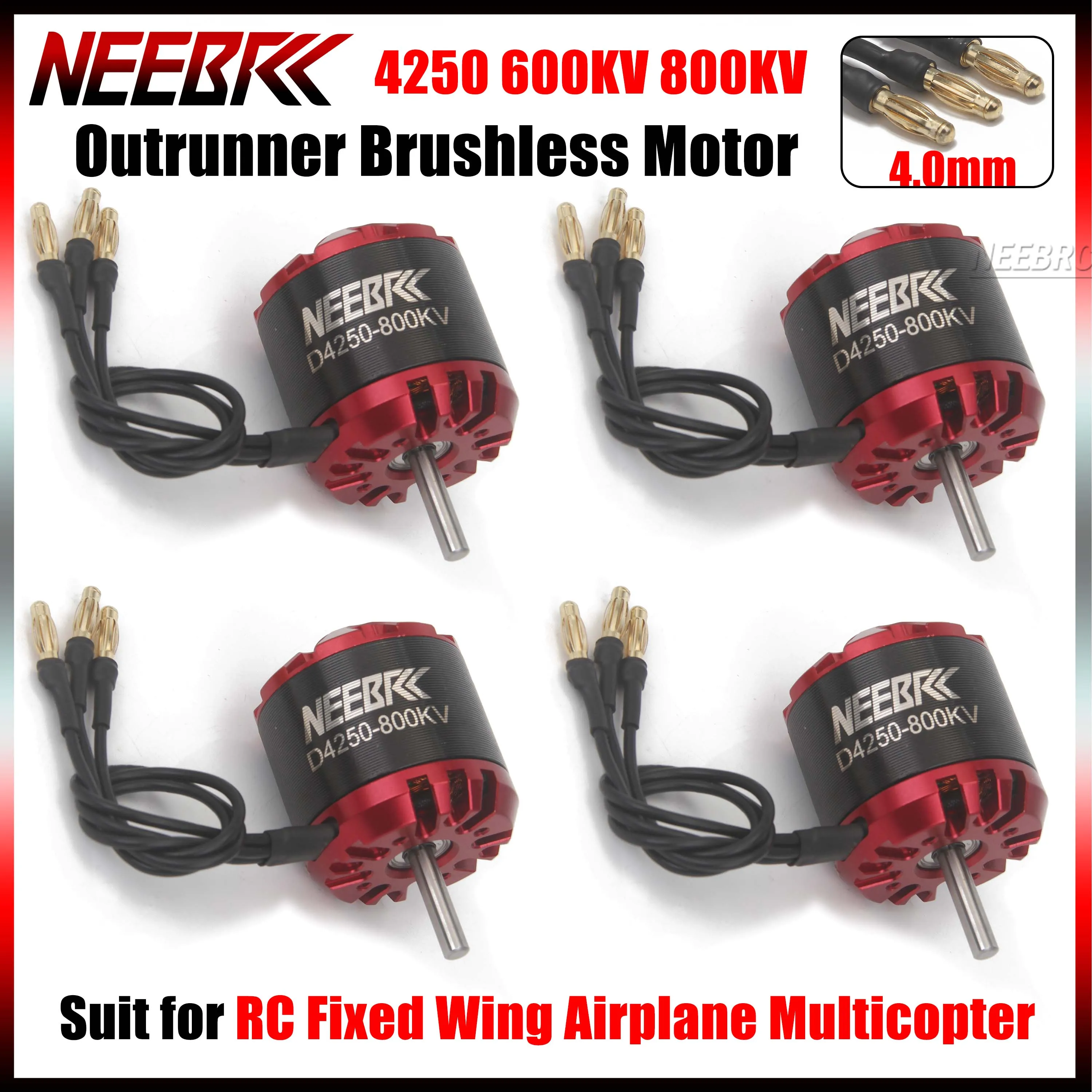 

NEEBRC 4250 600KV 800KV Outrunner Brushless Motor 3-7S for RC FPV Fixed Wing Drone Airplane Aircraft Quadcopter Multicopter ESC