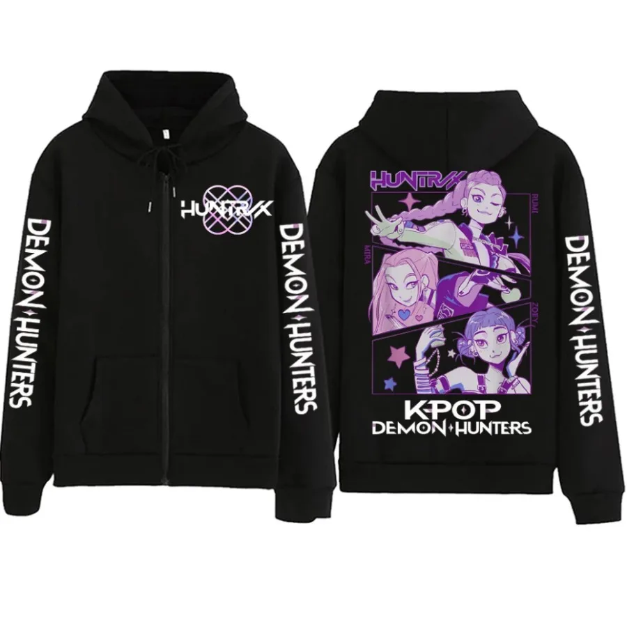 

KPOP Demon Hunters Rumi Mira Zoey Zipper Hoodie Harajuku Pullover Tops Streetwear Sweatshirt