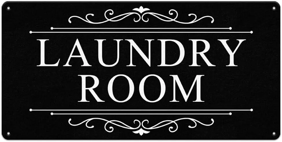 Laundry Room Vintage Signs Retro Laundry Metal Signs Wall Decor 12 x 6 Inch Laundry Rules Hanging Printed Decor for Home（Black）