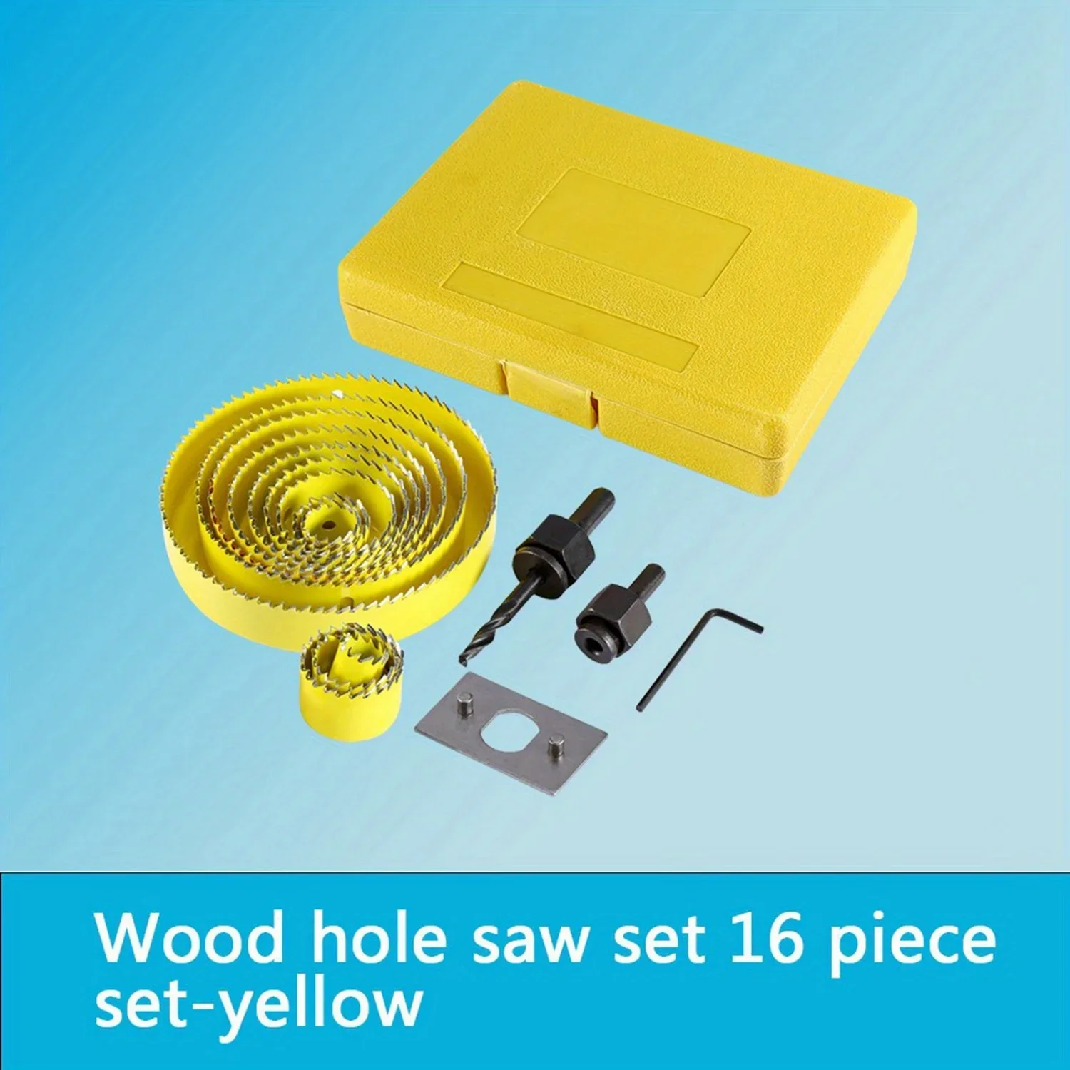 

16pcs Hole Saw Set, 3/4-5 Carbide Drill Bit Kit with Drive Plate & Hex Key, Steel & Metal Construction, for Wood, Plywood, Drywa