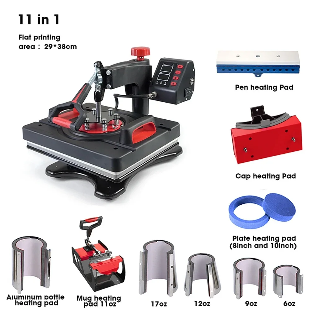 MOMOTECH 29*38cm Combo Heat Press Machine T-shirt Cup Hat Plate Sublimation Logo Printing Machine for Sale Upgrade MINI 8 in 1 P