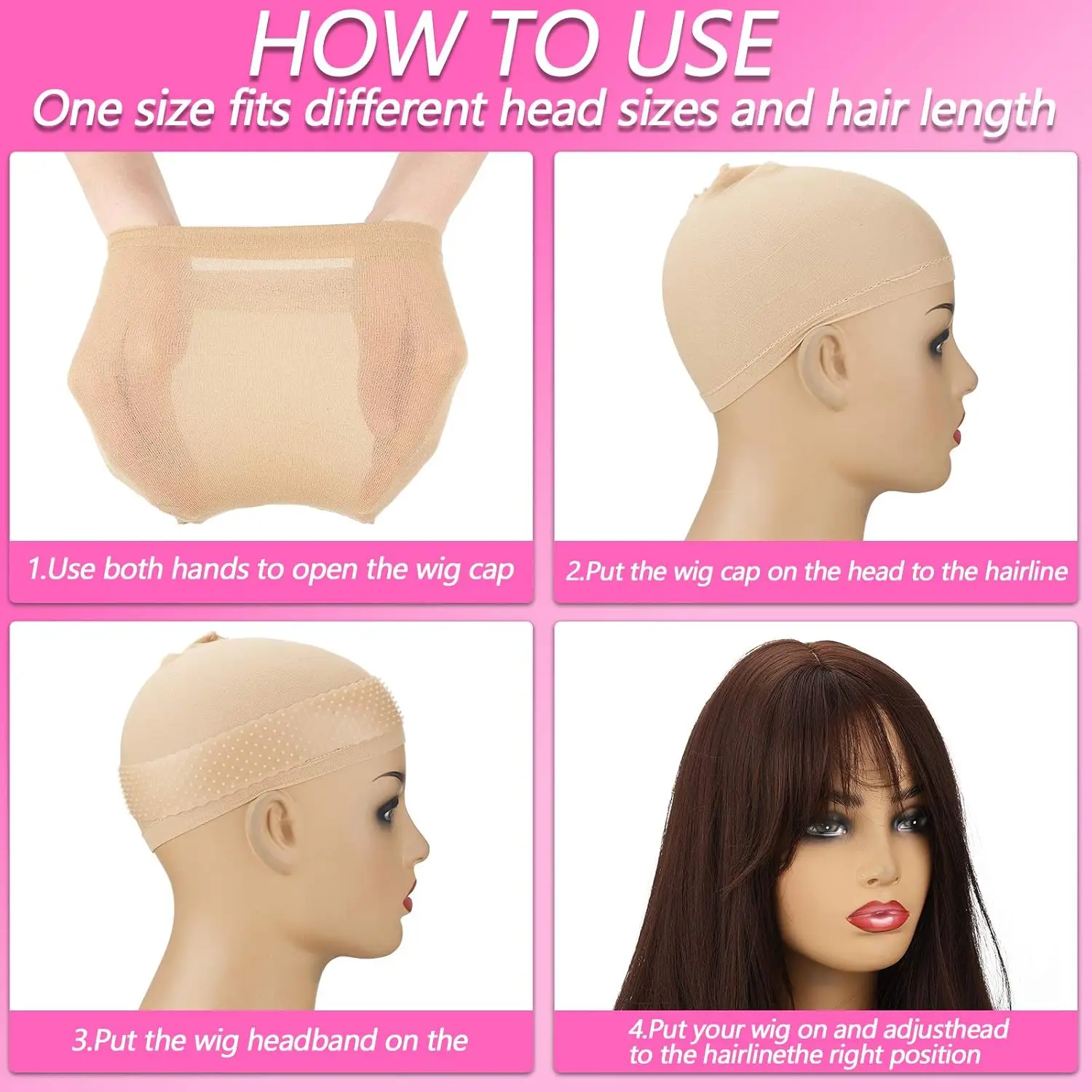 4 Pcs Silicone Wig Grip Band & Wig Cap Snatch Proof Wig Band No Slip Silicone Headband Bulk Elastic Fixed for Men Women image 6