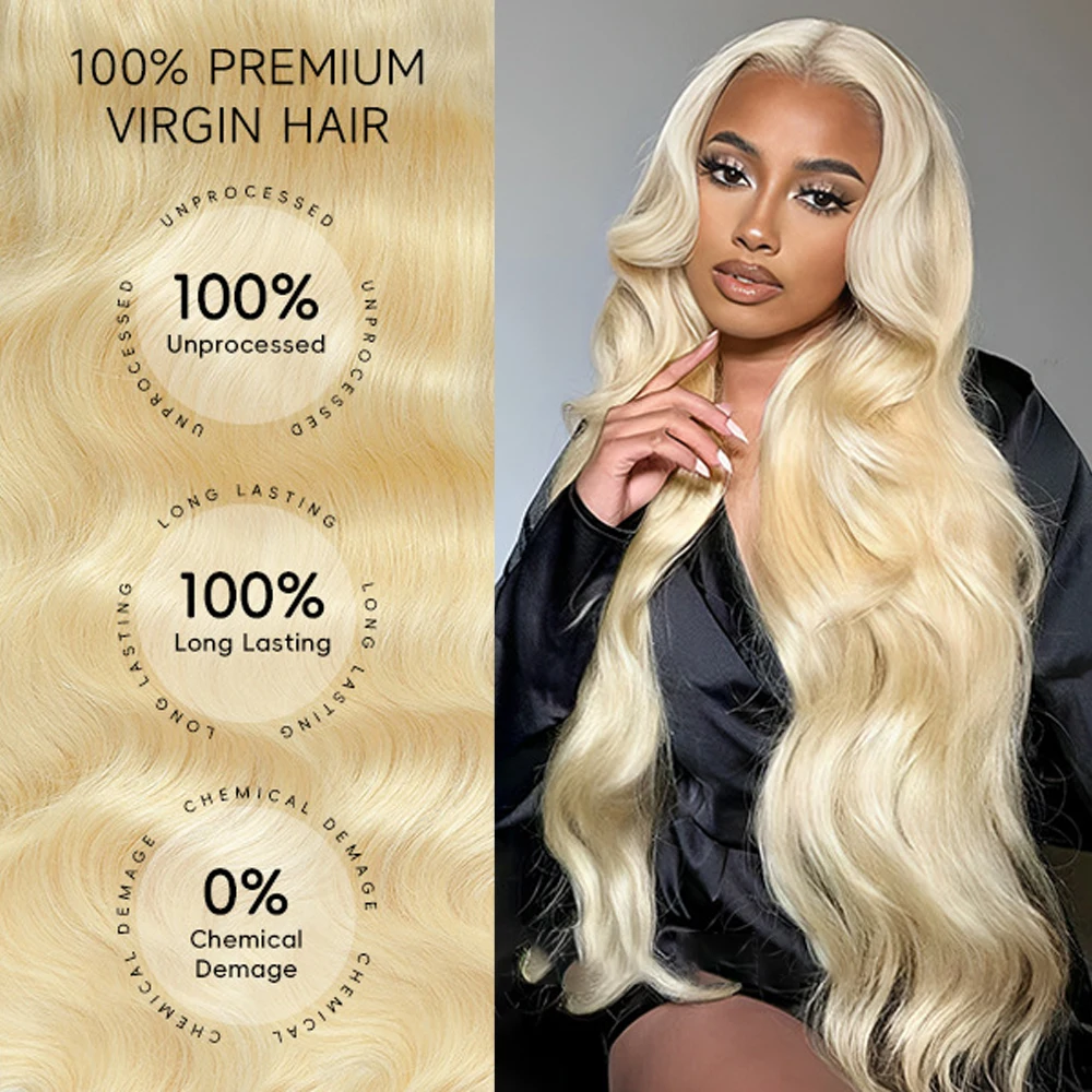 

613 Blonde Body Wave 13x4 Lace Front Wig Synthetic Heat Resistant Fiber Pre Plucked Hairline Glueless For Women Daily Party