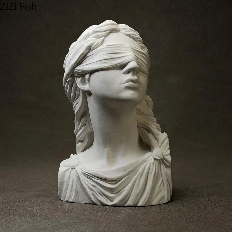 Goddess of Justice Themis Plaster Statue Desk Decoration Classical Artwork Half Body Characters Sculpture Room Aesthetic Decor view 5