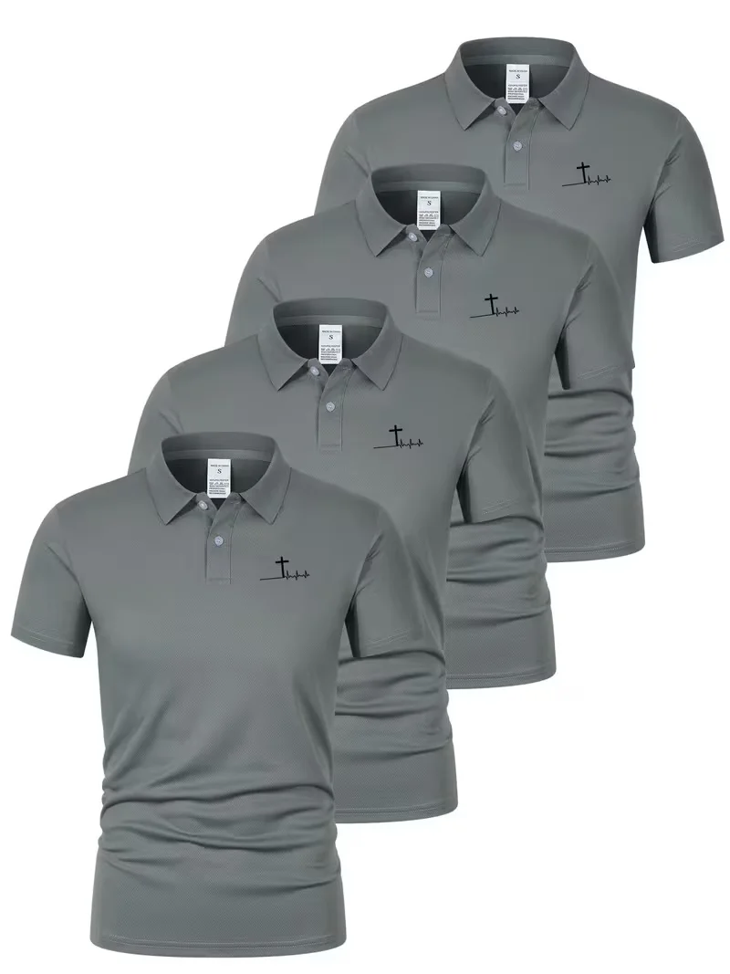 

4 pieces of 2026 men's sports Korean casual trend slim fit short sleeved silk t-shirt POLO shirt POLO