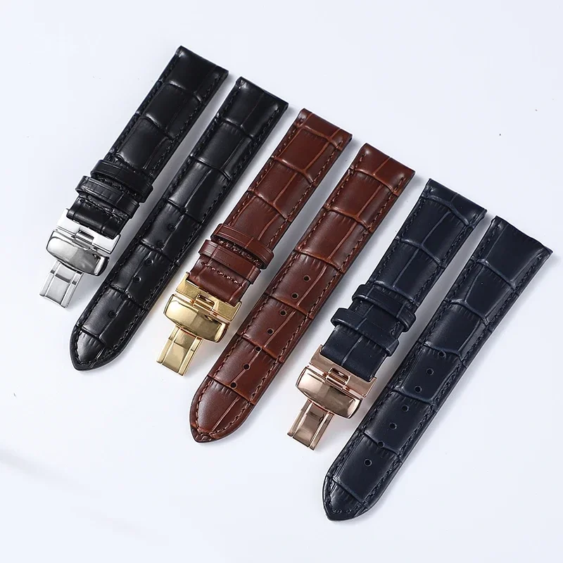 For Tissot Watchband1853 Original Replace Genuine Leather Cowhide Watch Strap T41 Le Locle Duruer Junya Men Butterfly Buckle