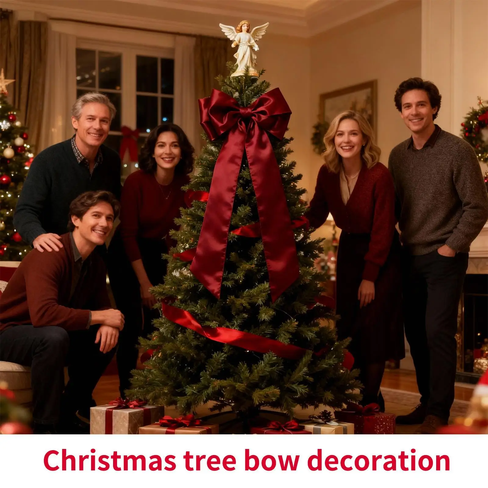 

Рождественские банты, красные украшения, домашний декор, красные банты для рождественской елки, украшения для вечеринки, в помещении, спальни, уличного офиса, магазина