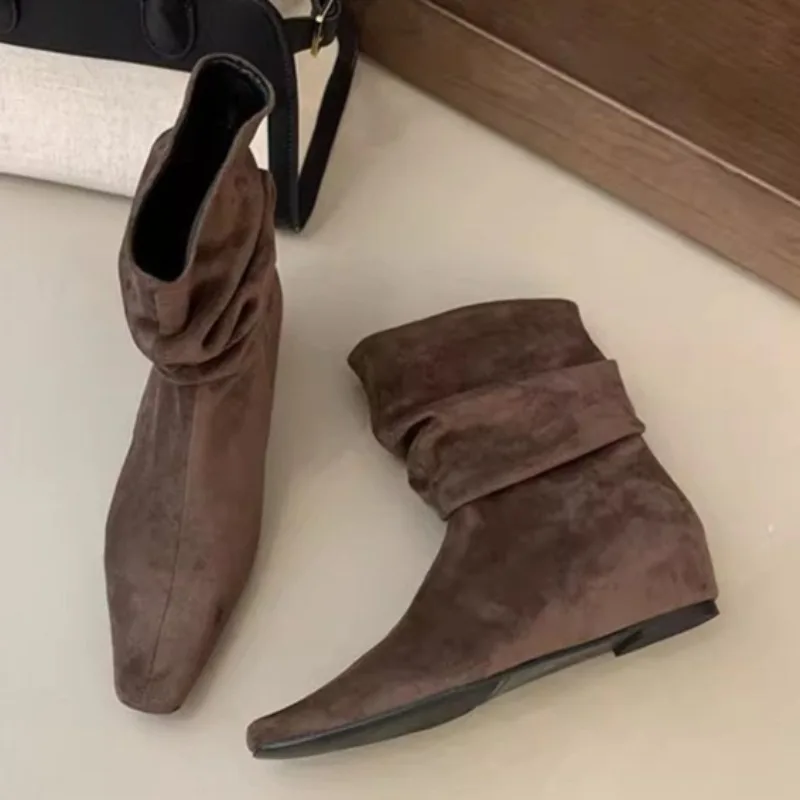 

Short Boots for Women Flats Shoes Fashion Suede Casual Comfortable Shoes 2025 Winter New Trends Ankle Boots Designer Zapatillas