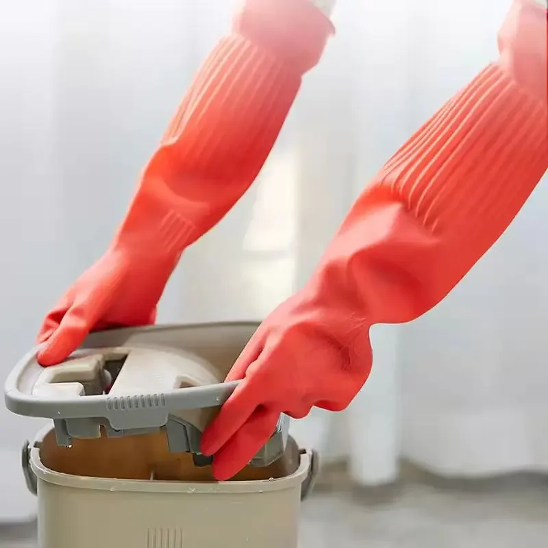 Thickened Latex Dishwashing Gloves Extended Length Rubber Kitchen Housework Car Washing Laundry Durable Non Slip Cleaning Gloves