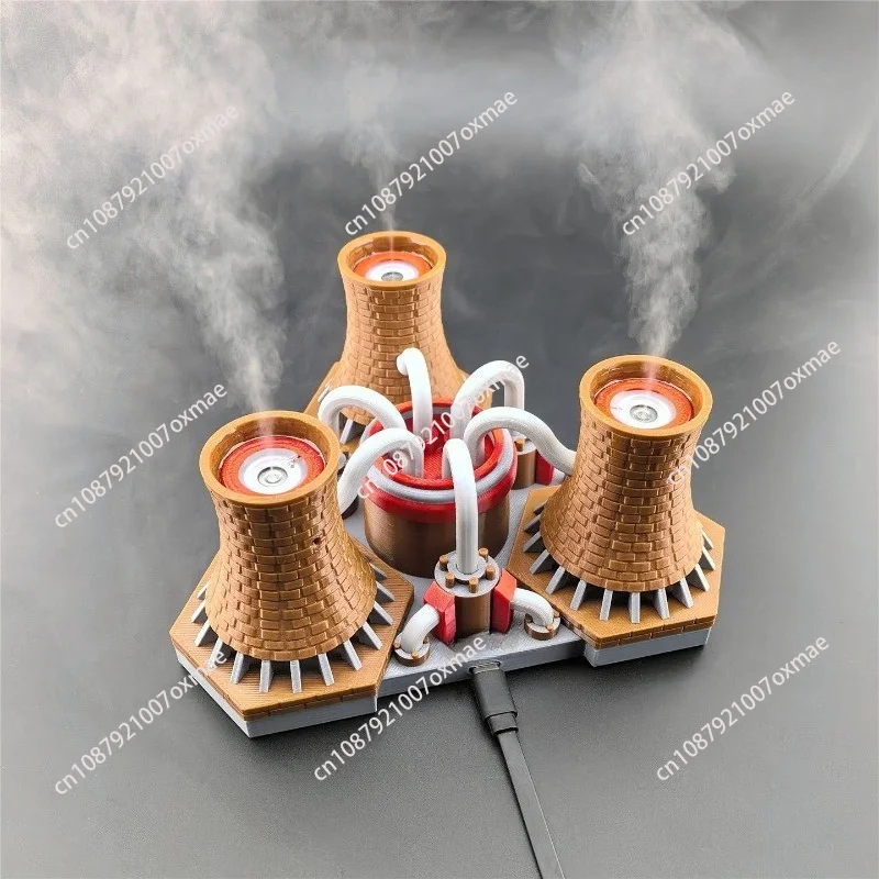 3D Printing, Nuclear Tower Model Humidifier Function Usb Plug-in LED Colorful Breathing Light Ornament