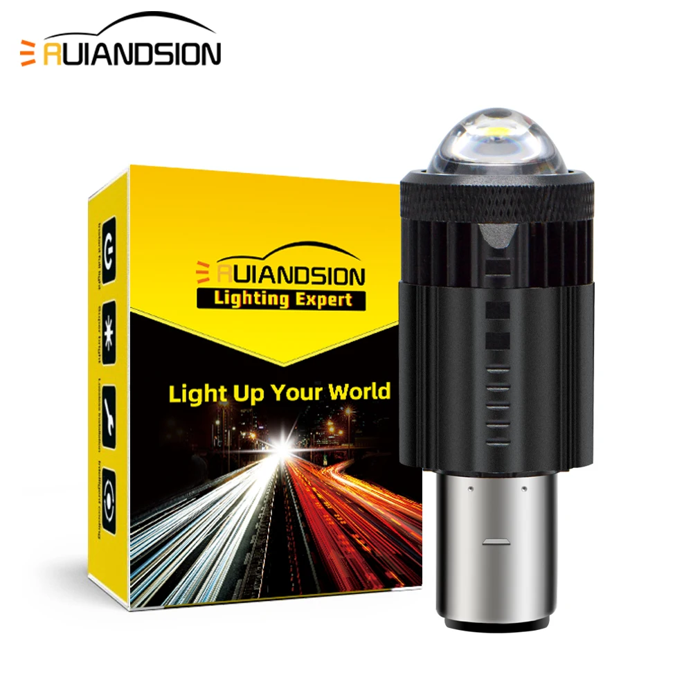 

Ruiandsion LED BA20D Motorcycle Headlight Bulb 8-24V Hi/Lo Beam Fan Cooling Moto Fog Lamp Spotlight 2000LM White 2 Pack