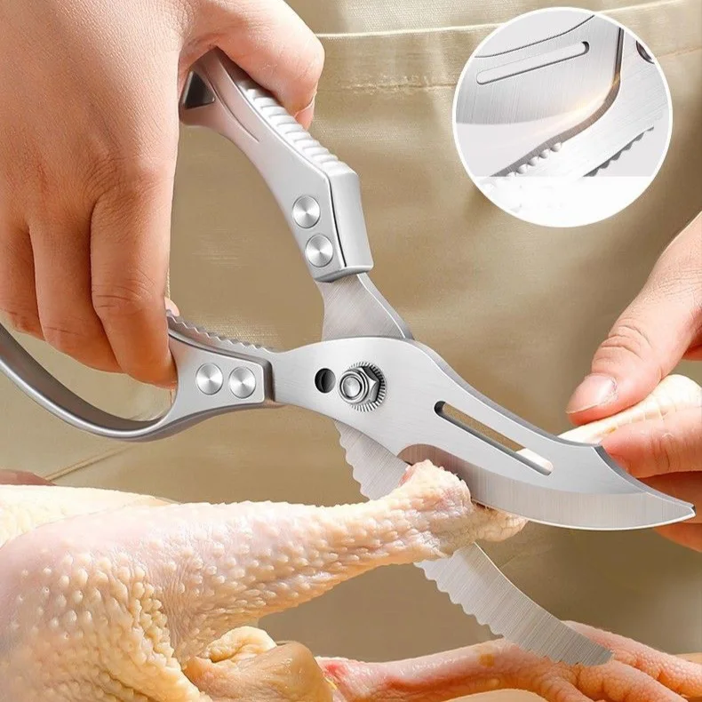 Effort-Saving Kitchen Shears Chef Specialized Bone Cutting Scissors for Chicken Duck Goose Essential Strong Fish Killing Sharp S