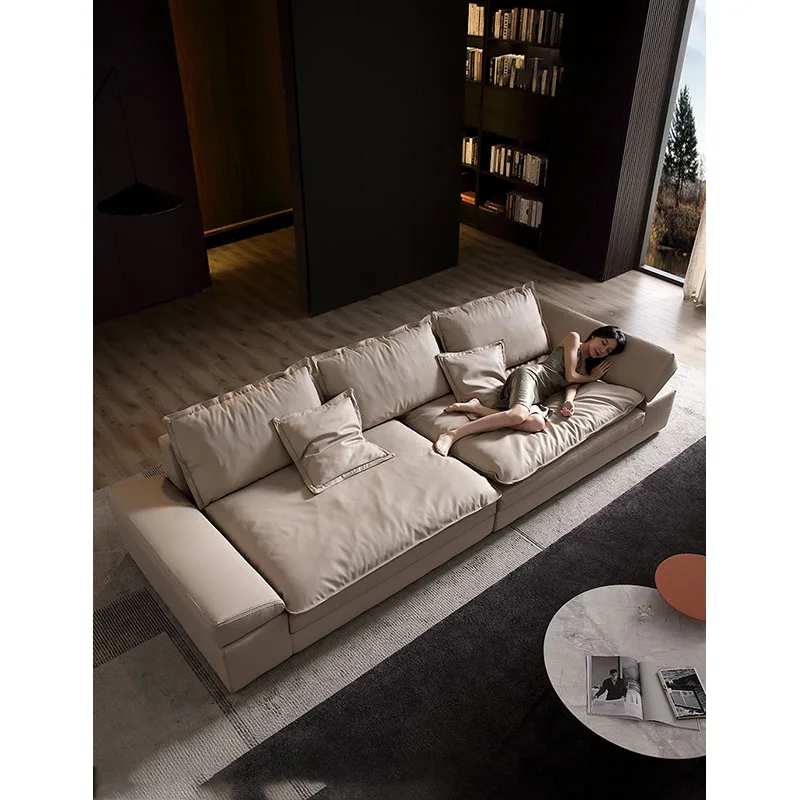 

Living Room Silicone Leather Sailboat Giant Floor-To-Ceiling Italian-Style Large Sitting Deep Sofa